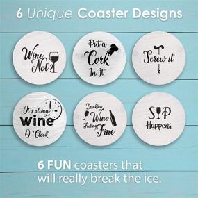 img 1 attached to 🍷 6-Piece Coasters for Drinks Gift Set: Absorbent with Funny Sayings - Perfect Housewarming Present for Wine Lovers