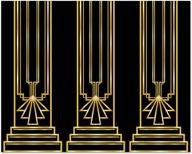 📸 beistle retro roaring 20's geometric photo backdrop with booth props - 1920s theme awards night party decorations, 4' x 30', black/yellow logo