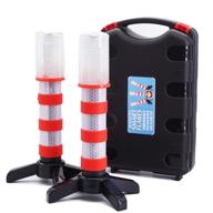 2 led emergency road flares - red roadside beacon safety strobe light warning signal - magnetic base and upright stand - solid storage case - for car, marine vehicles, trucks logo