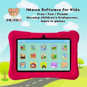 img 3 attached to Pritom 7 inch Kids Tablet - Quad Core Android 10.0, 16GB ROM, WiFi, Bluetooth, Dual Camera - Educational Games, Parental Control - Pre-Installed Kids Software - Includes Kids Tablet Case (Pink)