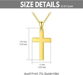 img 3 attached to 🔱 Real 10K Yellow Gold Cross Necklace - Simple Cross Pendant for Women, Girls, Adjustable Chain 16"-18" - Religious Jewelry Gift