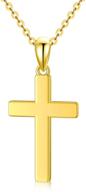 🔱 real 10k yellow gold cross necklace - simple cross pendant for women, girls, adjustable chain 16"-18" - religious jewelry gift logo