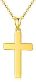 img 4 attached to 🔱 Real 10K Yellow Gold Cross Necklace - Simple Cross Pendant for Women, Girls, Adjustable Chain 16"-18" - Religious Jewelry Gift