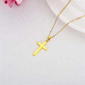 img 2 attached to 🔱 Real 10K Yellow Gold Cross Necklace - Simple Cross Pendant for Women, Girls, Adjustable Chain 16"-18" - Religious Jewelry Gift