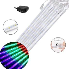 img 1 attached to 🎄 Zezuxy UL Listed Meteor Shower Lights: Mesmerizing Outdoor Christmas Decorations that Illuminate 8 Cascading Tubes of Multicolored Raindrop Lights for Xmas Tree & Gifts