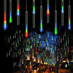 img 4 attached to 🎄 Zezuxy UL Listed Meteor Shower Lights: Mesmerizing Outdoor Christmas Decorations that Illuminate 8 Cascading Tubes of Multicolored Raindrop Lights for Xmas Tree & Gifts