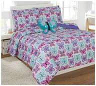 🦋 linen plus butterfly comforter set for girls/teens – light blue, turquoise, pink, purple – full size logo