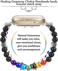 img 3 attached to 🧿 Casililor 7 Chakra Healing Bracelet: A Stylish Hamsa Hand Beaded Band for Fitbit Versa 3/Sense Bands - Enhance Protection and Wellness