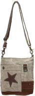 👜 myra bags m-0898: chic and earth-friendly leather star upcycled canvas medium crossbody bag logo