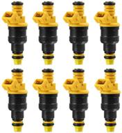 set of 8 fuel injectors 280150943, 0280150939, 0280150909 - compatible with ford e250, f150, f250, f350, e350, mustang, lincoln, and mercury 4.6l, 5.0l, 5.4l, 5.8l vehicles - 1992-2004 model years logo