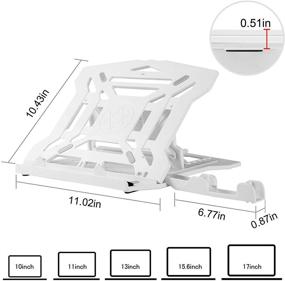 img 3 attached to 📱 Настройка стойки для ноутбука с подставкой для мобильного телефона - портативная и складная подставка для ноутбука, охлаждающая и поворачивающаяся стойка для ноутбука - совместима с ноутбуками от 10 до 15,6 дюймов (белый)
