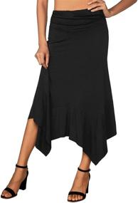 img 3 attached to Flowy Handkerchief Hemline Midi Skirt for Women by DJT