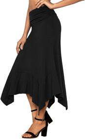 img 2 attached to Flowy Handkerchief Hemline Midi Skirt for Women by DJT