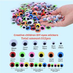 img 3 attached to 👀 512PCS Self-Adhesive 6mm-20mm Wiggle Eyes Stickers for Crafts - Black and Colorful Googly Eyes for DIY Scrapbooking