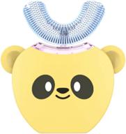 🐼 smiletech kids u shaped automatic toothbrush cartoon panda - led blue light, nice music - ipx7 waterproof (yellow, ages 2-7) logo