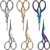 🪡 6-piece set of stork scissors - crane design sewing scissors with stainless steel tip - dressmaker shears - diy tools for embroidery, crafts, needlework, artwork - 3.7 inch, available in silver, gold, and multicolor logo