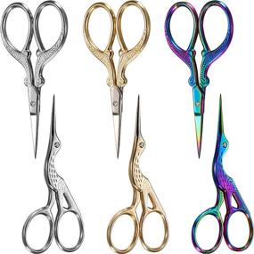 img 4 attached to 🪡 6-Piece Set of Stork Scissors - Crane Design Sewing Scissors with Stainless Steel Tip - Dressmaker Shears - DIY Tools for Embroidery, Crafts, Needlework, Artwork - 3.7 Inch, available in Silver, Gold, and Multicolor