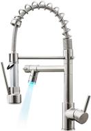 🚰 brushed nickel qomolangma commercial kitchen faucet with led light, single handle sink faucet with pull down sprayer and 2 spouts logo