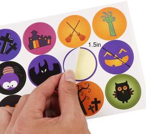 img 4 attached to 🎃 96 PCS Halloween Stickers Sheets - Adhesive Round Pumpkin Bats Spiders Witch Stickers for Party Decorations, Trick or Treat Goodie Bag Filler for Kids