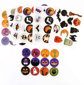 img 2 attached to 🎃 96 PCS Halloween Stickers Sheets - Adhesive Round Pumpkin Bats Spiders Witch Stickers for Party Decorations, Trick or Treat Goodie Bag Filler for Kids