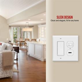 img 1 attached to 🔌 ENERLITES 2-Gang Midway Size Combination Duplex Receptacle Outlet and Decorator Rocker Light Switch Wall Plate Cover, White - Polycarbonate Thermoplastic, UL Listed - 4.88" x 4.92", 882131M-W