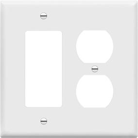 img 4 attached to 🔌 ENERLITES 2-Gang Midway Size Combination Duplex Receptacle Outlet and Decorator Rocker Light Switch Wall Plate Cover, White - Polycarbonate Thermoplastic, UL Listed - 4.88" x 4.92", 882131M-W