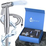 🚿 aqua earth luxury bidet sprayer for toilet - handheld shattaf spray, stainless steel bathroom baby cloth diaper sprayer - wall or toilet mount support logo