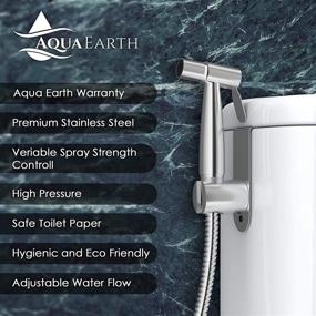 img 2 attached to 🚿 Aqua Earth Luxury Bidet Sprayer for Toilet - Handheld Shattaf Spray, Stainless Steel Bathroom Baby Cloth Diaper Sprayer - Wall or Toilet Mount Support