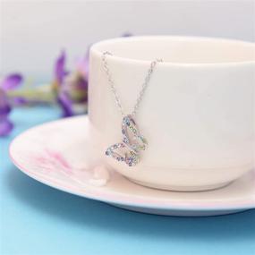 img 2 attached to 🦋 Kiokioa Charm Butterfly Necklace with Multi-Color Crystal Chain Pendant - A Loved Gift for Women and Girls