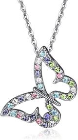 img 4 attached to 🦋 Kiokioa Charm Butterfly Necklace with Multi-Color Crystal Chain Pendant - A Loved Gift for Women and Girls