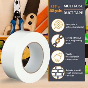 img 2 attached to 🔒 High-Performance, Waterproof GTSE White Duct Tape - 1.88 inches x 55 Yards (164 ft) - Heavy-Duty Tape, 1 Roll