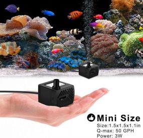 img 1 attached to PULACO 2Pcs Mini Fountain Pump – Ultra Quiet Submersible Water Pump (50GPH 3W) 🐠 for Aquarium, Small Fish Tank, Pet Water Fountain, Tabletop Fountains, Water Gardens, and Hydroponic Systems