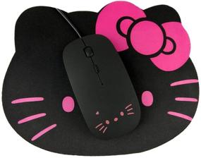 img 2 attached to 🐱 DINNER SWEAR Fashion Cartoon Hello Kitty Optical Mouse Pad: Personalized Computer Decoration Mat in Black