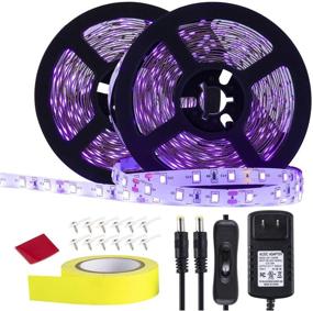 img 4 attached to 🎃 Marreal 32.8ft LED Black Light Strip Kit - 12V Flexible Fixtures Blacklight Strip Light, Fluorescent Tape 0.6inX49.2ft - Stage Lighting, 300 Units - Indoor Halloween Dark Party - Non-Waterproof