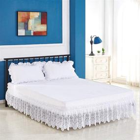 img 3 attached to 🛏️ Queen Size Tebery Lace Trimmed Bed Wrap with Elastic Fit - Easy to Install Dust Ruffle Bedskirt