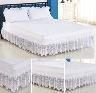 🛏️ queen size tebery lace trimmed bed wrap with elastic fit - easy to install dust ruffle bedskirt logo