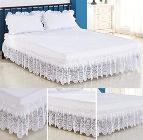img 4 attached to 🛏️ Queen Size Tebery Lace Trimmed Bed Wrap with Elastic Fit - Easy to Install Dust Ruffle Bedskirt