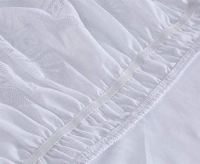 img 1 attached to 🛏️ Queen Size Tebery Lace Trimmed Bed Wrap with Elastic Fit - Easy to Install Dust Ruffle Bedskirt