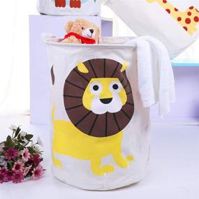 img 2 attached to 🦁 Unibedding Canvas Large Laundry Basket: Lion Baby Hamper, Foldable and Waterproof with PE Coating Storage Bins for Kids Boys, Office, Bedroom, Clothes, Toys