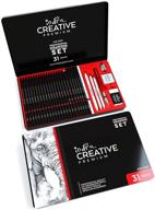 indra drawing sketching pencils set - 31 piece professional art tool kit with graphite and charcoal pencils, erasable pen, eraser, and craft pencil knife logo