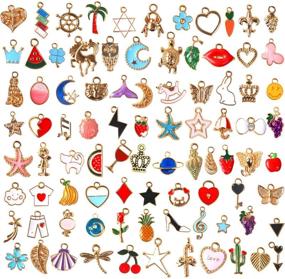 img 4 attached to 📿 SANNIX 110pcs Gold Plated Enamel Charms: Perfect for Jewelry Making