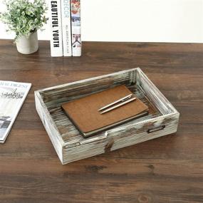 img 3 attached to 🗄️ Optimized Drawer-Style Office Supplies- Torched Wood Stackable Tray for Paper File & Document Storage with Label Holder