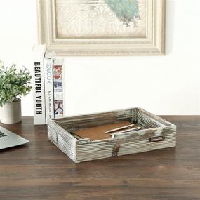 img 2 attached to 🗄️ Optimized Drawer-Style Office Supplies- Torched Wood Stackable Tray for Paper File & Document Storage with Label Holder