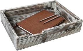 img 4 attached to 🗄️ Optimized Drawer-Style Office Supplies- Torched Wood Stackable Tray for Paper File & Document Storage with Label Holder