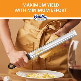 img 3 attached to Orblue Lemon Zester & Cheese Grater - Premium Stainless Steel Grater for Parmesan, Chocolate, Fruits, Vegetables, and More - Protective Cover Included