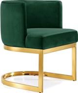 🪑 meridian furniture gianna collection: modern velvet upholstered dining chair with polished gold metal frame - green logo