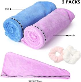 img 2 attached to 👒 Duomishu Hair Towel Wrap Turban Microfiber, Quick Drying Bath Shower Head Towel with Buttons: Magic Dryer Hat for Fast Hair Drying and Wrapped Bath Cap