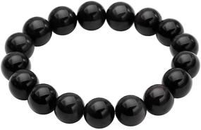 img 4 attached to Unisex Tiger Eye Bracelet - 12mm Natural Stone Beads for Men and Women