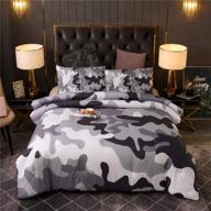 holawakaka queen size camouflage comforter set: unisex camo quilted bedding sets for boys, girls, men - neutral farmhouse lodge cabin army bedspread (grey, queen) logo