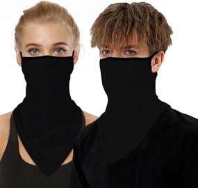 img 4 attached to 🧣 Washable 2 PCS Neck Gaiter Face Mask with Ear Loops for Men and Women - Bandana Neck Gator Scarf for Dust and Sun Protection